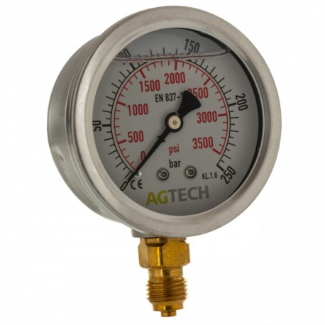 Manometer Fi 63 Bsp 1/4" Spodný Rozsah 0-250 Bar Agt.