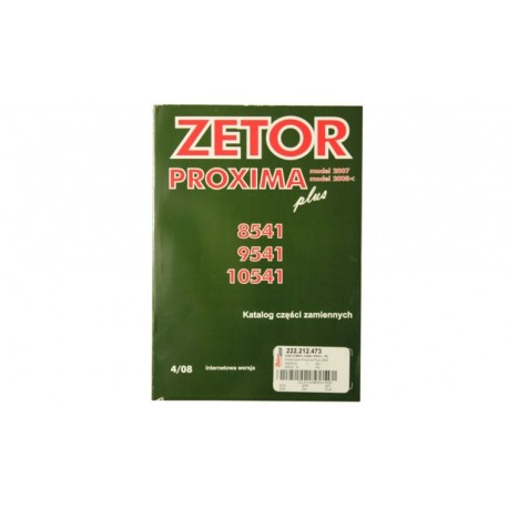 Zetor Proxima 8541 10541 Katalog Dílů Polský