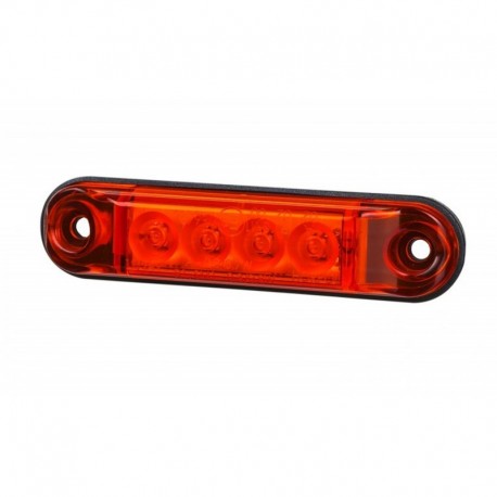 Přední obrysové světlo Oval 4 Led 12v 24v Červený typ Slim Horpol