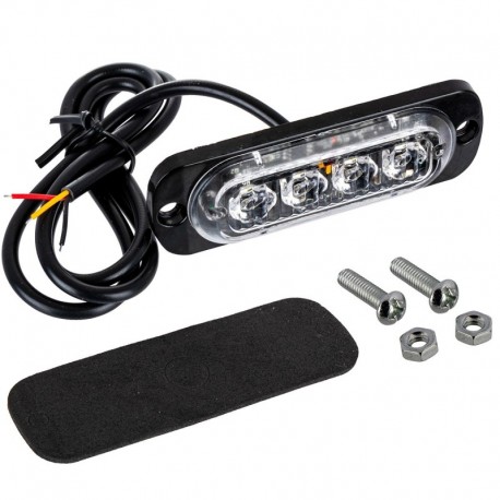 Rotační spínací světlo 4 LED Bílé stroboskopické blikání
