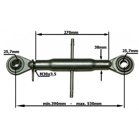 Tretí Bod horný Tiahlo 390-530mm 25,7x25,7mm M30x3,5 kat. 2