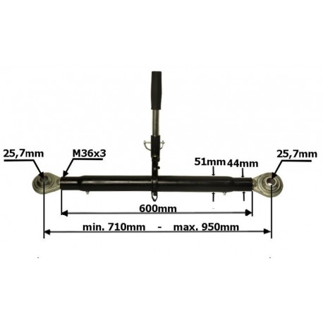 Tretí Bod s račňou 25,7x25,7mm 600mm