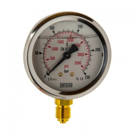 Manometer Fi 63 Bsp 1/4" Spodný rozsah 0-250 Bar Wika