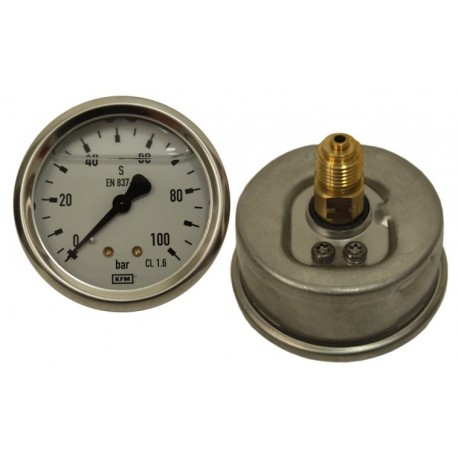 Manometer Fi 63 Bsp 1/4" zadný Rozsah 0-100 Bar Wika