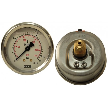 Manometer Fi 63 Bsp 1/4" Zadný rozsah 0-16 Bar Wika