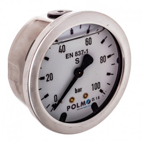Glycerinový Manometr 63 mm 0-100 barů zadní 1/4" Polmo