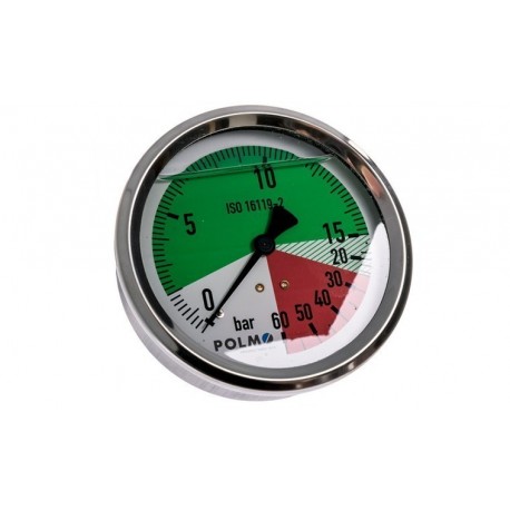 Glycerinový Manometr Měřidlo 100mm 0-15/60 Bar Závit 1/4" Zadní připojení Kyselinovzdorné pouzdro Sadový výrobek Polmo