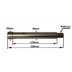 hriadeľ kultivátora Fi 26mm S prírubou L 22cm Závit