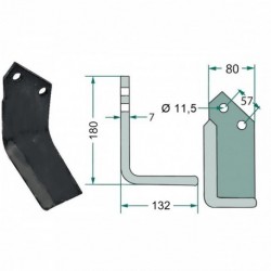 Frézovací nôž pravý Howard 624401 rotavátory
