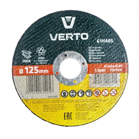 Kotouč na řezání kovů Inox 125mm X 22,52mm X Gr. 1mm Verto 61h405