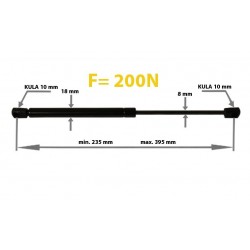 Plynová vzpěra 395 mm 200 N