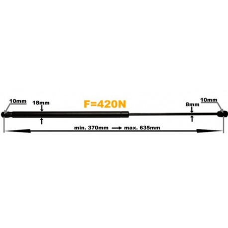 Plynová vzpera masky Volvo 635 mm 420 N GMP20379348H
