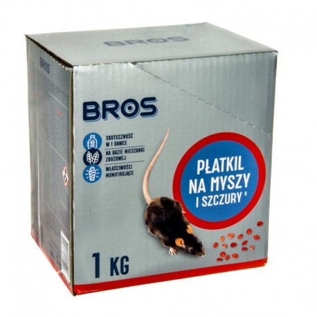 BROS vločky 1 kg – jed na myši a potkany