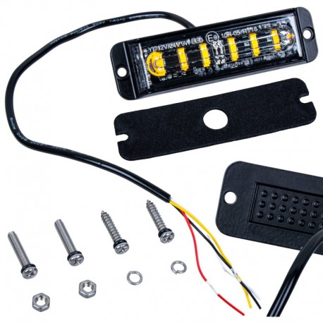 LED stroboskopická lampa 12 V 24 V 6×LED R10 R65 výstražná Kamar