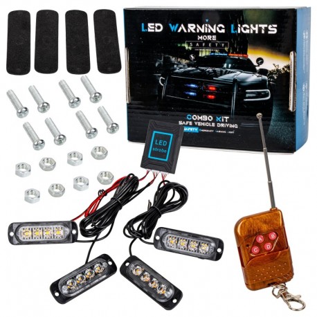 Oranžové LED výstražné svetlá 12V 24V stroboskop