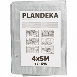 Strieborná plachta 4x5m 110g/m2 vystužená silná