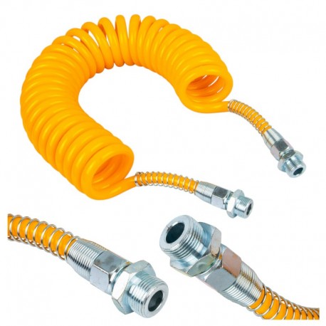 Spirálová pneumatická hadice 6m | vnější závit M22x1,5mm | žlutá | polyuretanová MTX