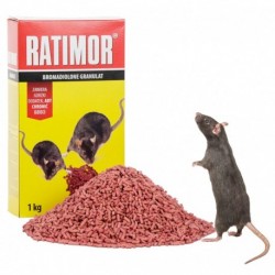 Ratimor 1kg jed na hlodavce vo forme granúl Bromadiolon červená