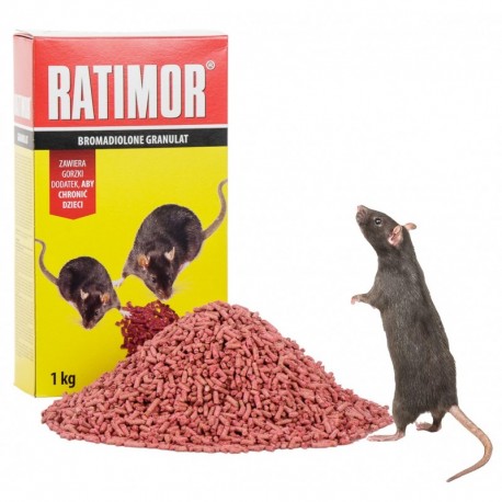 Ratimor 1kg jed na hlodavce ve formě granulí Bromadiolon červená