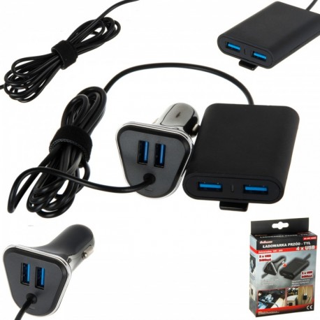 Nabíjačka Do Autá 2x Usb 4x Predlžovací Kábel