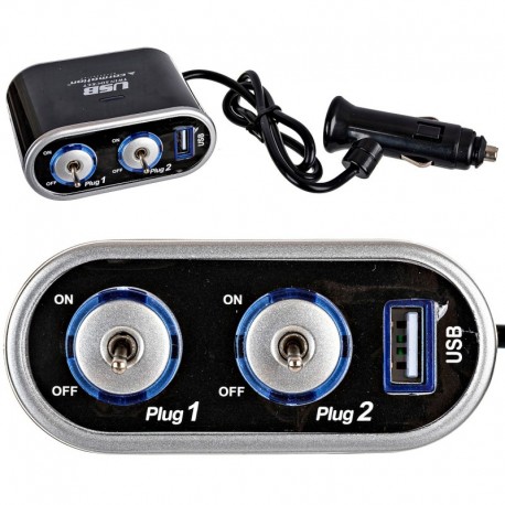 Cigaretový Zapaľovač Splitter Twin 12v 24v Usb Spínače 1000 Ma