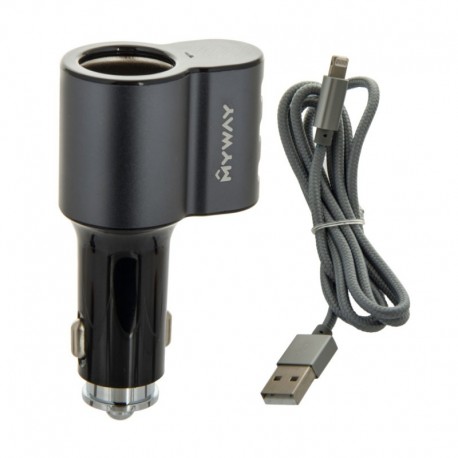 Nabíječka 12v 24v 3x Usb Myway Auto-Id Zásuvka Zapalovače Usb Kabel