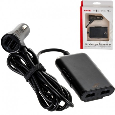Nabíječka Do Auta Přední Zadní 2400ma Usbx4 12/24v Kabel 1,5m