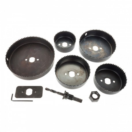Sada 8 děrovacích pil na dřevo, sádrokarton, plast 64-127mm