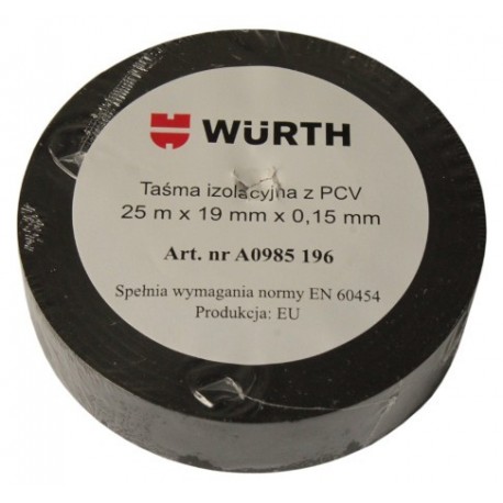 Izolační páska z PVC 25m 19mm černá Wurth
