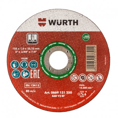 Řezný kotouč na kov Inox 125x1,0x22 Wurth
