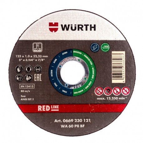 Wurth řezací nůž na kov Red Line 125x1x22,23mm