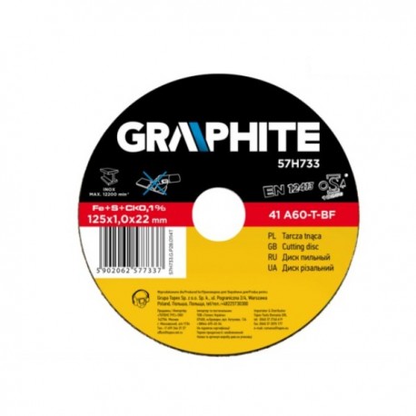 Kovový řezný kotouč Inox 125mm X 22,2mm X Gr. 1mm Grafit 57h733