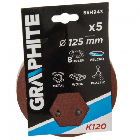 Brúsne kotúče 125mm K120 8 otvorov 5ks