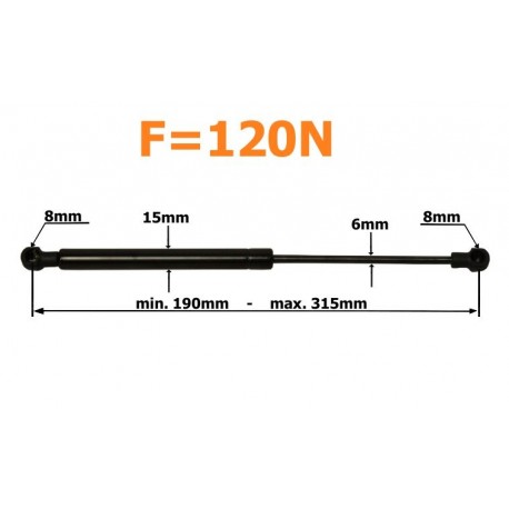 Plynový tlmič 315mm 120n muž