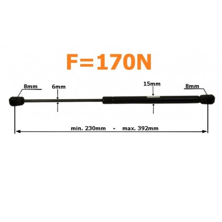 Plynový tlumič 392mm 170n přihrádka volvo fh12