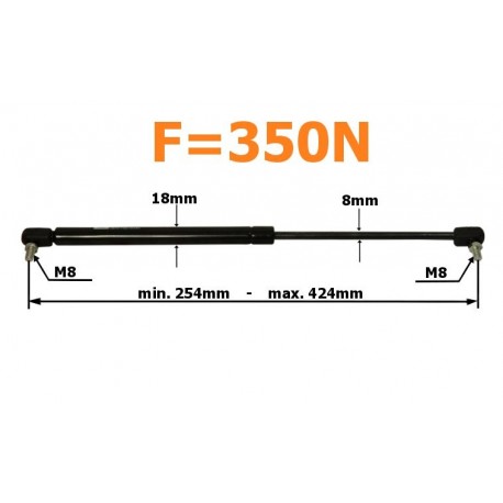 Plynový tlmič 424mm 350n muž