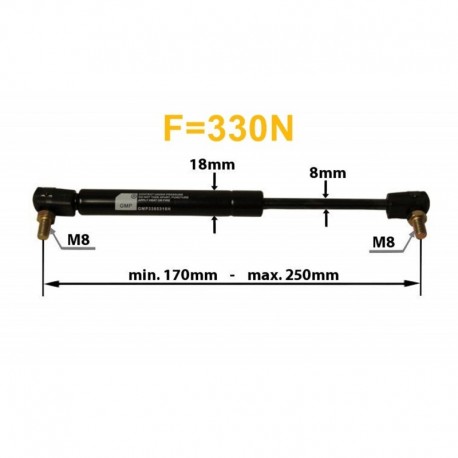 Plynový tlumič 250mm 330n mf dveře