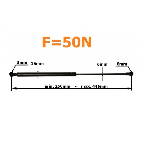 Plynový tlumič 445mm 50n skříňka scania
