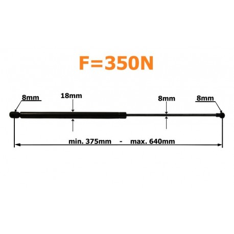 Plynový tlumič 640mm 350n dummy rvi
