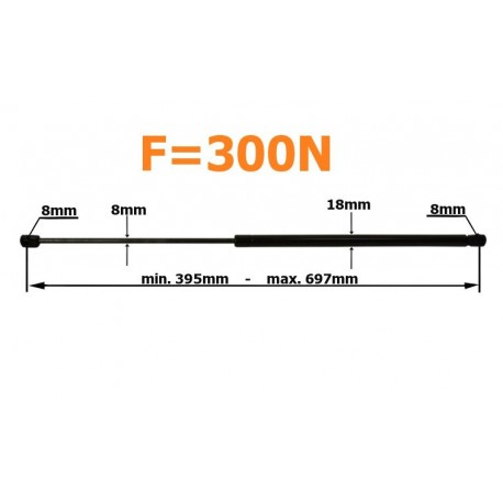 Plynové tlmiče 697mm 300n autosan