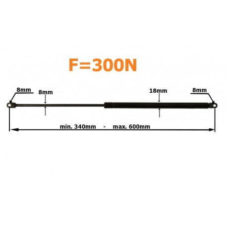 Plynový tlmič 600mm 300n volvo f10 f12 f16