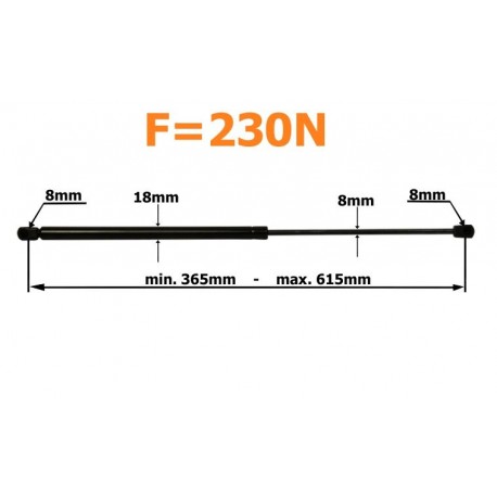 Plynový tlumič 615mm 230n rvi prenium magnum