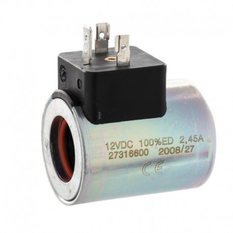 Solenoidová cívka 12v fi 19mm délka 49,4mm krev-03