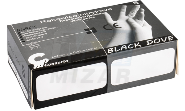Nitrilové rukavice Black Dove S, 100 ks, Consorte