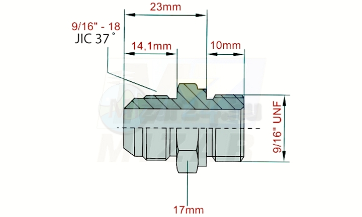 Připojení ED 9/16 JIC x 9/16 UNF Granit