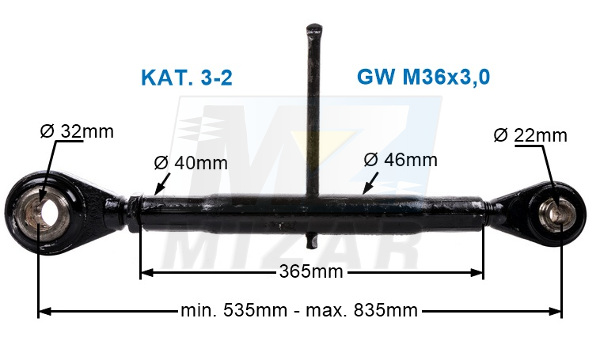 Centrální konektor 535-835 mm M30x3 kat. 3-2 MTZ-1221 12204605590