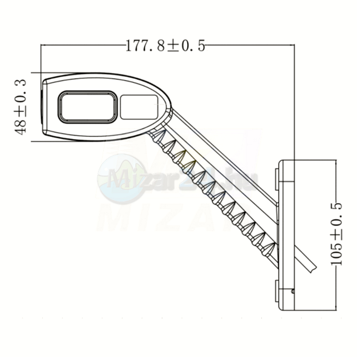 LED boční obrysové světlo 12V 24V pravé 178mm