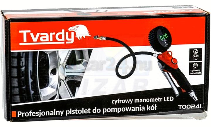 Pištoľ na hustenie pneumatík, digitálny 18bar tlakomer, Tvardy