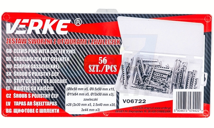 Sada kolíkov a závlačiek 56 ks. Verke